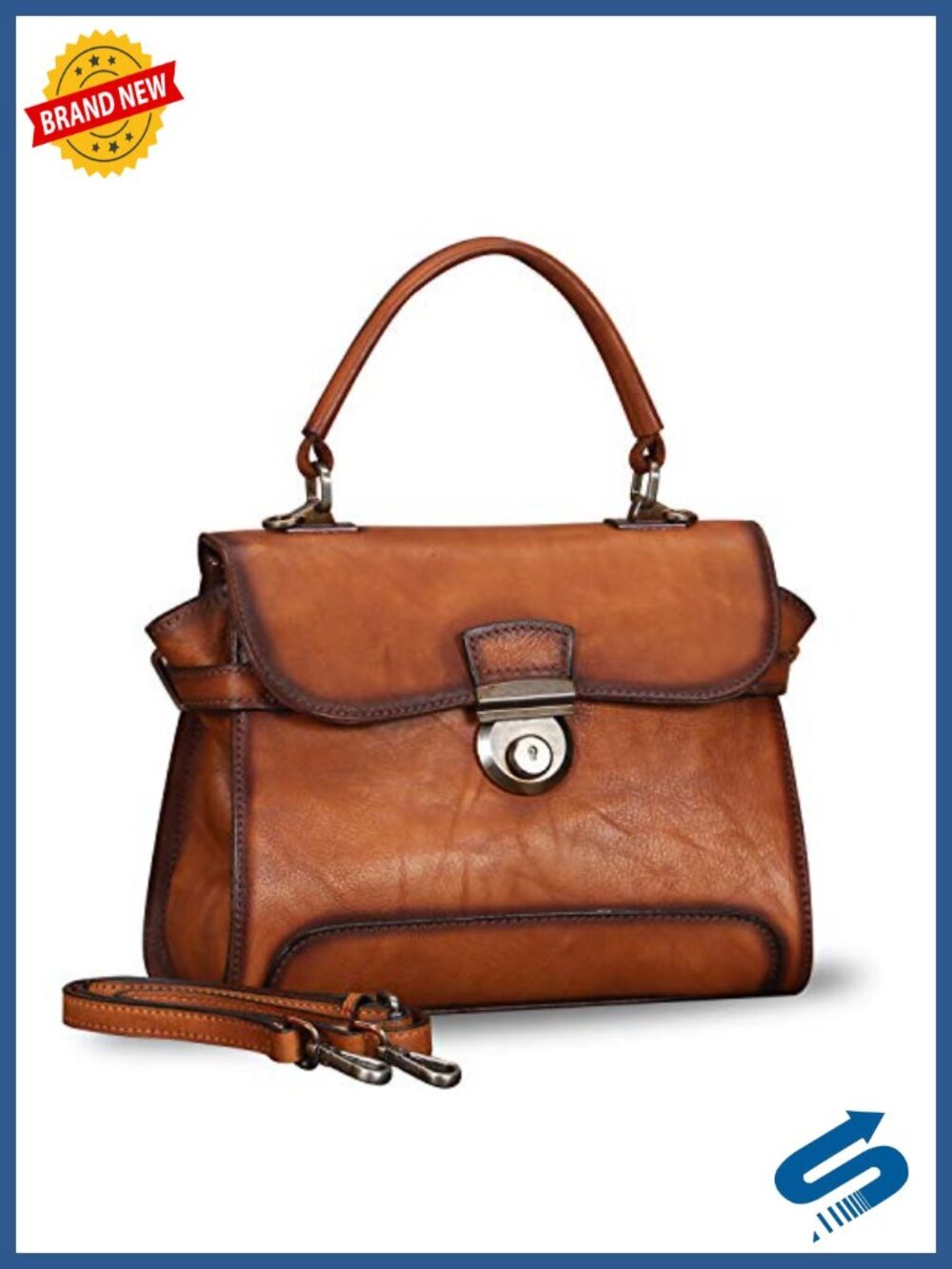 Genuine Leather Satchel Crossbody Shoulder Bag Vintage Retro Purse with Strap